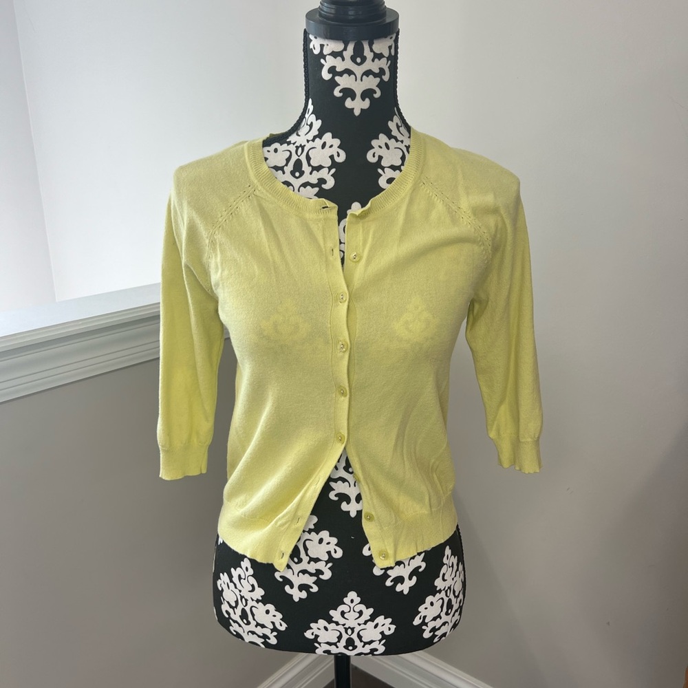 Yellow Half Sleeve Button Cardigan